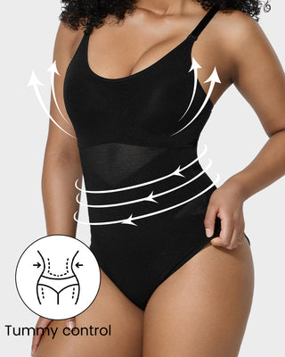 Shapewear Bodysuit met Kruislingse Mesh Panelen