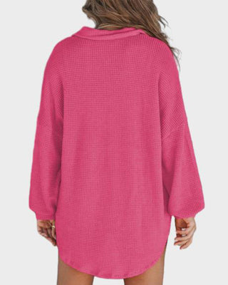 Losvallend Shirt met Lange Mouwen van Wafelbreisel met Knopenrij