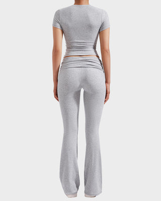 Dames 2-Delige Loungewear Set: Top & Flared Broek