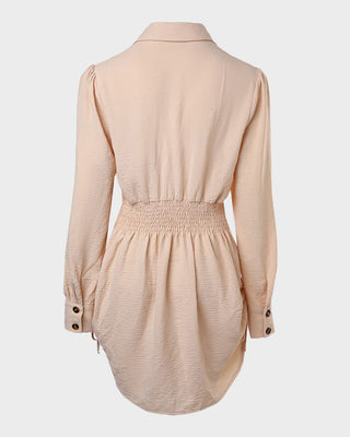 Lange Mouwen Overhemdjurk met Knoopsluiting en Trekkoord