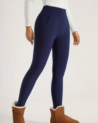 Effen Hoge Taille Legging met Thermovoering & Zakken