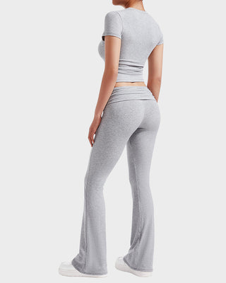 Dames 2-Delige Loungewear Set: Top & Flared Broek