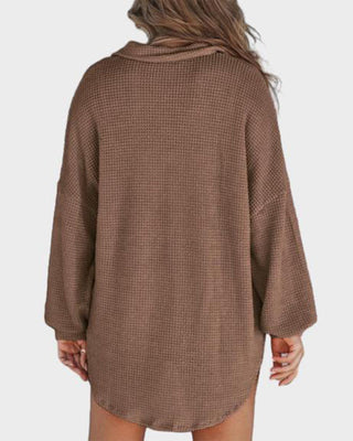 Losvallend Shirt met Lange Mouwen van Wafelbreisel met Knopenrij