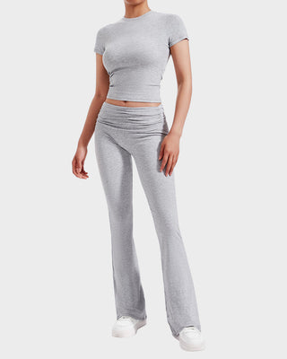 Dames 2-Delige Loungewear Set: Top & Flared Broek