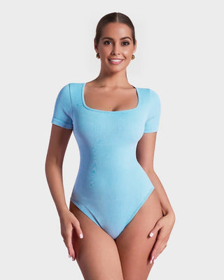 Yack Saint® Bodysuit met Vierkante Hals en Korte Mouwen – Strak en Vormend