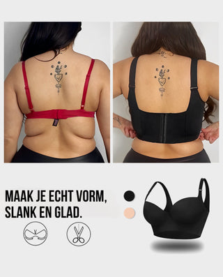 Sujetador push-up Yack Saint® con efecto alisador de espalda – Negro + Beige (pack de 2)