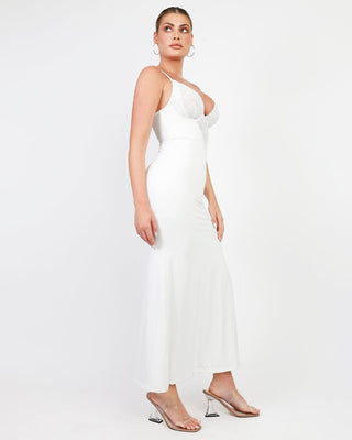 Maxi Jurk met Diepe V-Hals, Hoge Split & Ingebouwde Shapewear