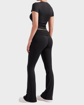 Dames 2-Delige Loungewear Set: Top & Flared Broek