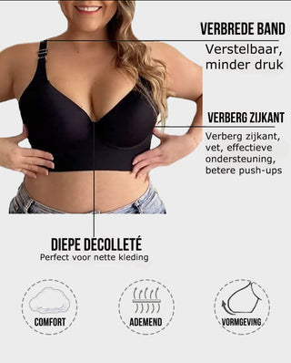 Sujetador push-up Yack Saint® con efecto alisador de espalda – Negro + Beige (pack de 2)