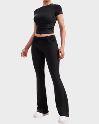 Dames 2-Delige Loungewear Set: Top & Flared Broek