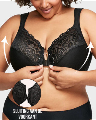 Sujetador con aros, estampado y cierre delantero