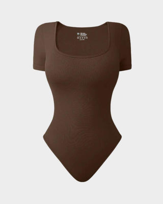 Yack Saint® Bodysuit met Vierkante Hals en Korte Mouwen – Strak en Vormend