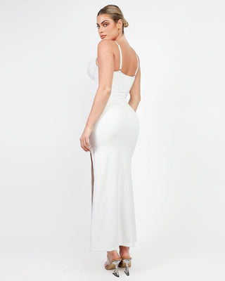 Maxi Jurk met Diepe V-Hals, Hoge Split & Ingebouwde Shapewear