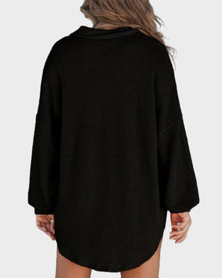 Losvallend Shirt met Lange Mouwen van Wafelbreisel met Knopenrij