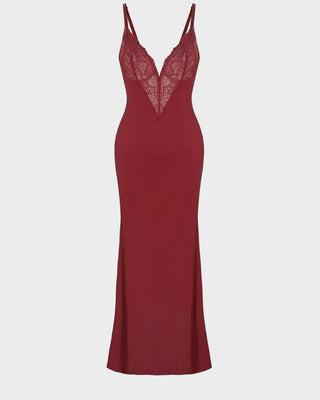 Maxi Jurk met Diepe V-Hals, Hoge Split & Ingebouwde Shapewear
