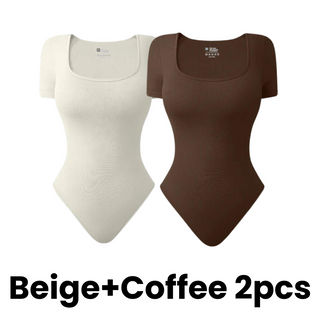 Yack Saint® Bodysuit met Vierkante Hals en Korte Mouwen – Strak en Vormend