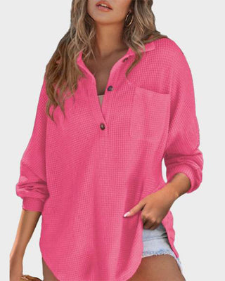 Losvallend Shirt met Lange Mouwen van Wafelbreisel met Knopenrij