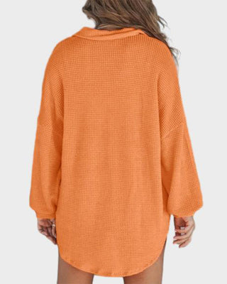 Losvallend Shirt met Lange Mouwen van Wafelbreisel met Knopenrij