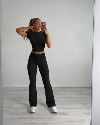 Dames 2-Delige Loungewear Set: Top & Flared Broek