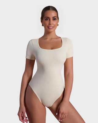 Yack Saint® Bodysuit met Vierkante Hals en Korte Mouwen – Strak en Vormend