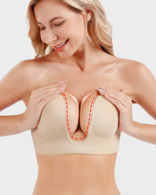 Sujetador push-up sin tirantes con escote profundo