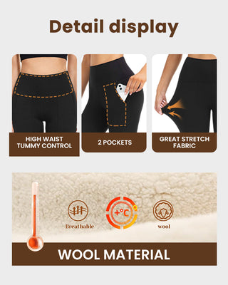 Effen Hoge Taille Legging met Thermovoering & Zakken