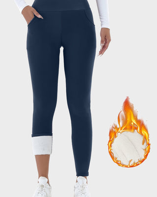 Effen Hoge Taille Legging met Thermovoering & Zakken
