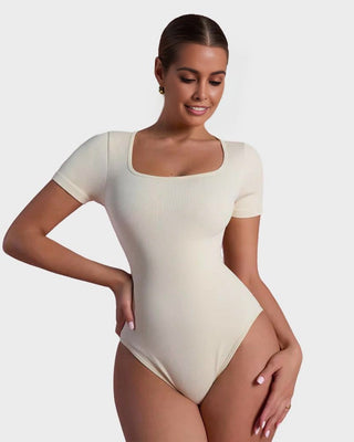 Yack Saint® Bodysuit met Vierkante Hals en Korte Mouwen – Strak en Vormend