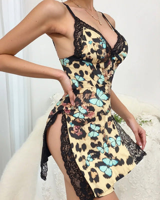 Nachthemd met Kantafwerking, Split en Strikdetail