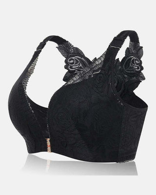 Sujetador con bordado de rosas y cierre delantero