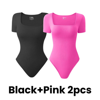 Yack Saint® Bodysuit met Vierkante Hals en Korte Mouwen – Strak en Vormend