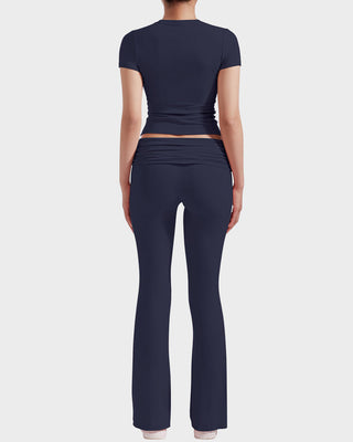 Dames 2-Delige Loungewear Set: Top & Flared Broek