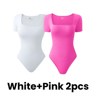 Yack Saint® Bodysuit met Vierkante Hals en Korte Mouwen – Strak en Vormend