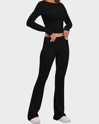 Dames 2-Delige Loungewear Set: Top & Flared Broek