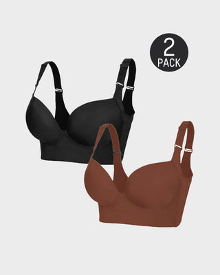 Sujetador push-up Yack Saint® con efecto alisador de espalda – Negro + Beige (pack de 2)