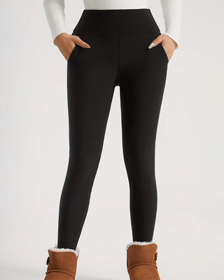 Effen Hoge Taille Legging met Thermovoering & Zakken