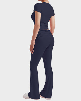 Dames 2-Delige Loungewear Set: Top & Flared Broek