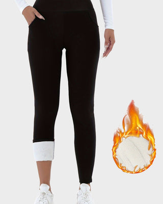 Effen Hoge Taille Legging met Thermovoering & Zakken