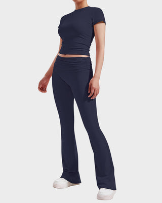 Dames 2-Delige Loungewear Set: Top & Flared Broek