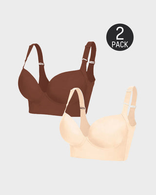 Sujetador push-up Yack Saint® con efecto alisador de espalda – Negro + Beige (pack de 2)