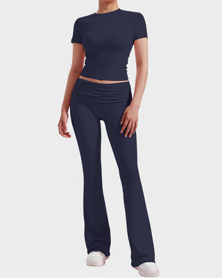 Dames 2-Delige Loungewear Set: Top & Flared Broek