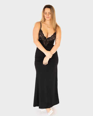 Maxi Jurk met Diepe V-Hals, Hoge Split & Ingebouwde Shapewear