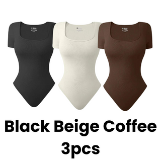 Yack Saint® Bodysuit met Vierkante Hals en Korte Mouwen – Strak en Vormend