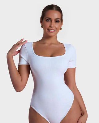 Yack Saint® Bodysuit met Vierkante Hals en Korte Mouwen – Strak en Vormend
