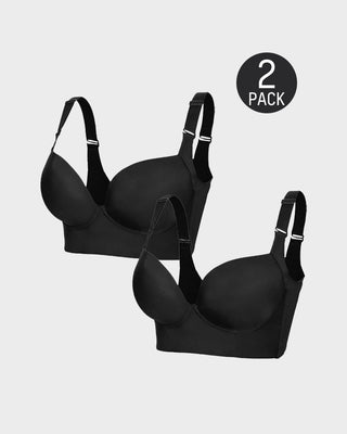 Sujetador push-up Yack Saint® con efecto alisador de espalda – Negro + Beige (pack de 2)