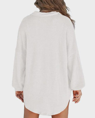 Losvallend Shirt met Lange Mouwen van Wafelbreisel met Knopenrij