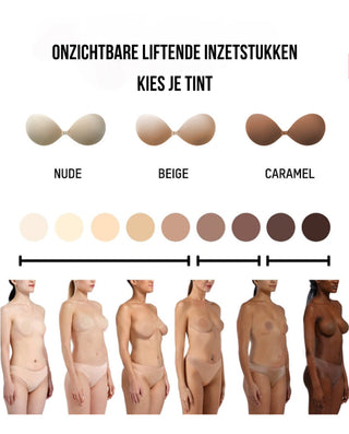 Sujetador push-up invisible con tira adhesiva y cierre delantero (2 pares)