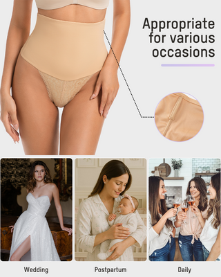 Hoge Taille Naadloze Shapewear Strings met Kant (2-pack)