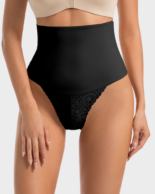 Hoge Taille Naadloze Shapewear Strings met Kant (2-pack)