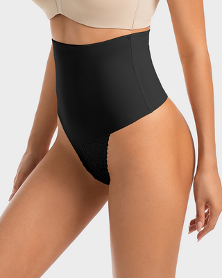 Hoge Taille Naadloze Shapewear Strings met Kant (2-pack)